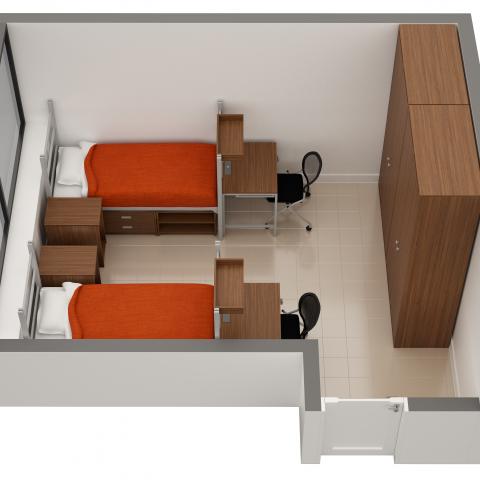 Storrs House sample double room layout