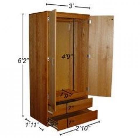 Wood Wardrobe with dimensions
