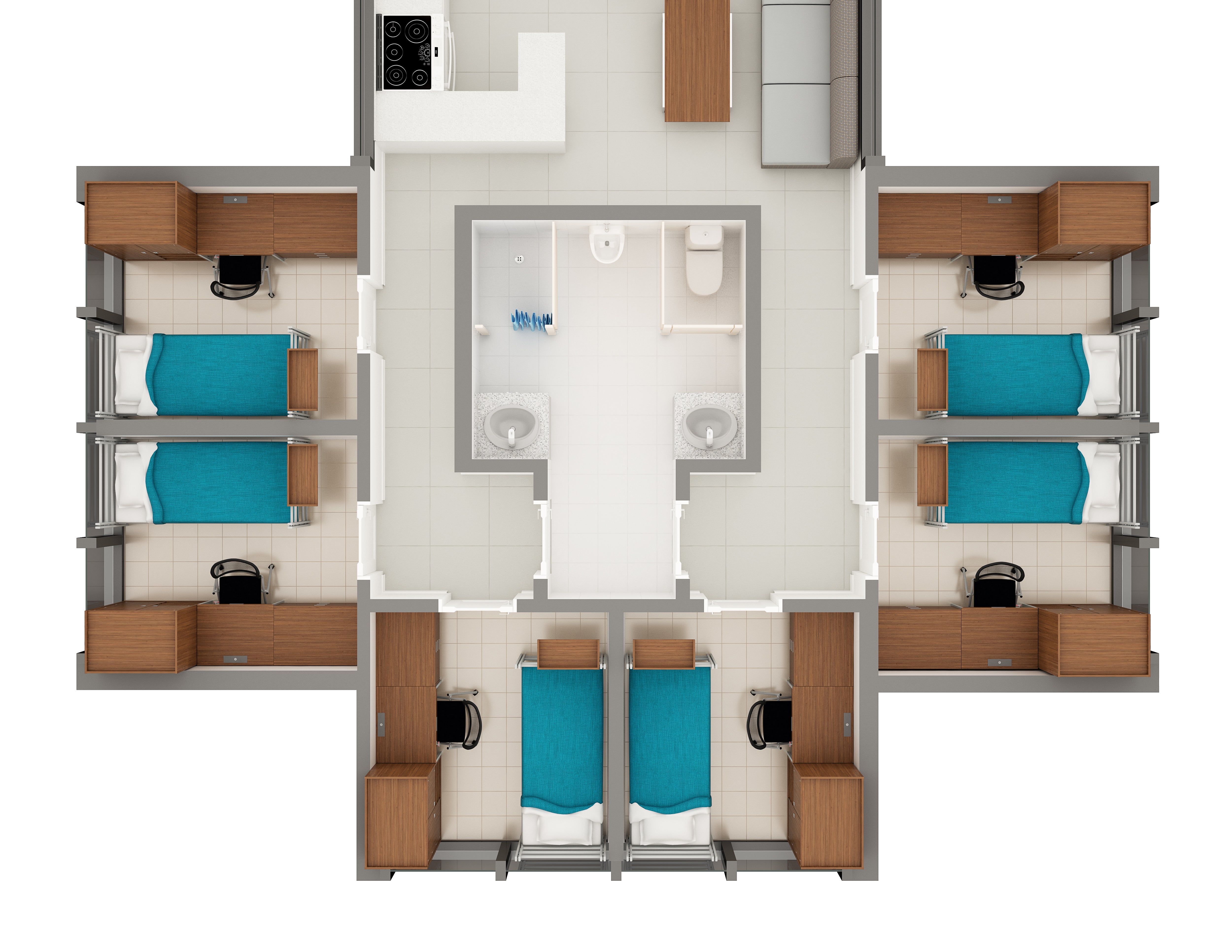 Staley House Suite Layout detailing individual rooms and furniture
