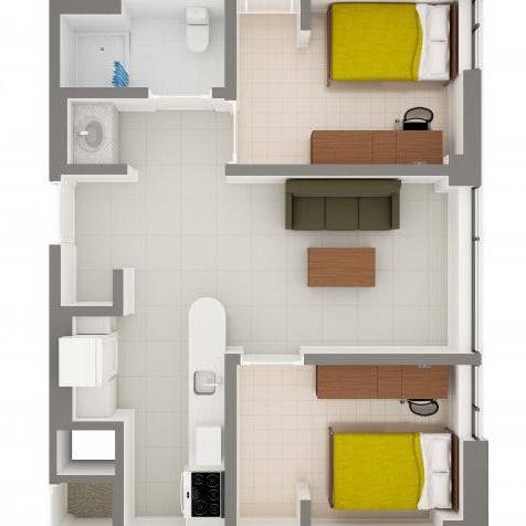 Stephanie Tubbs Jones Hall 2-Person Apartment Layout
