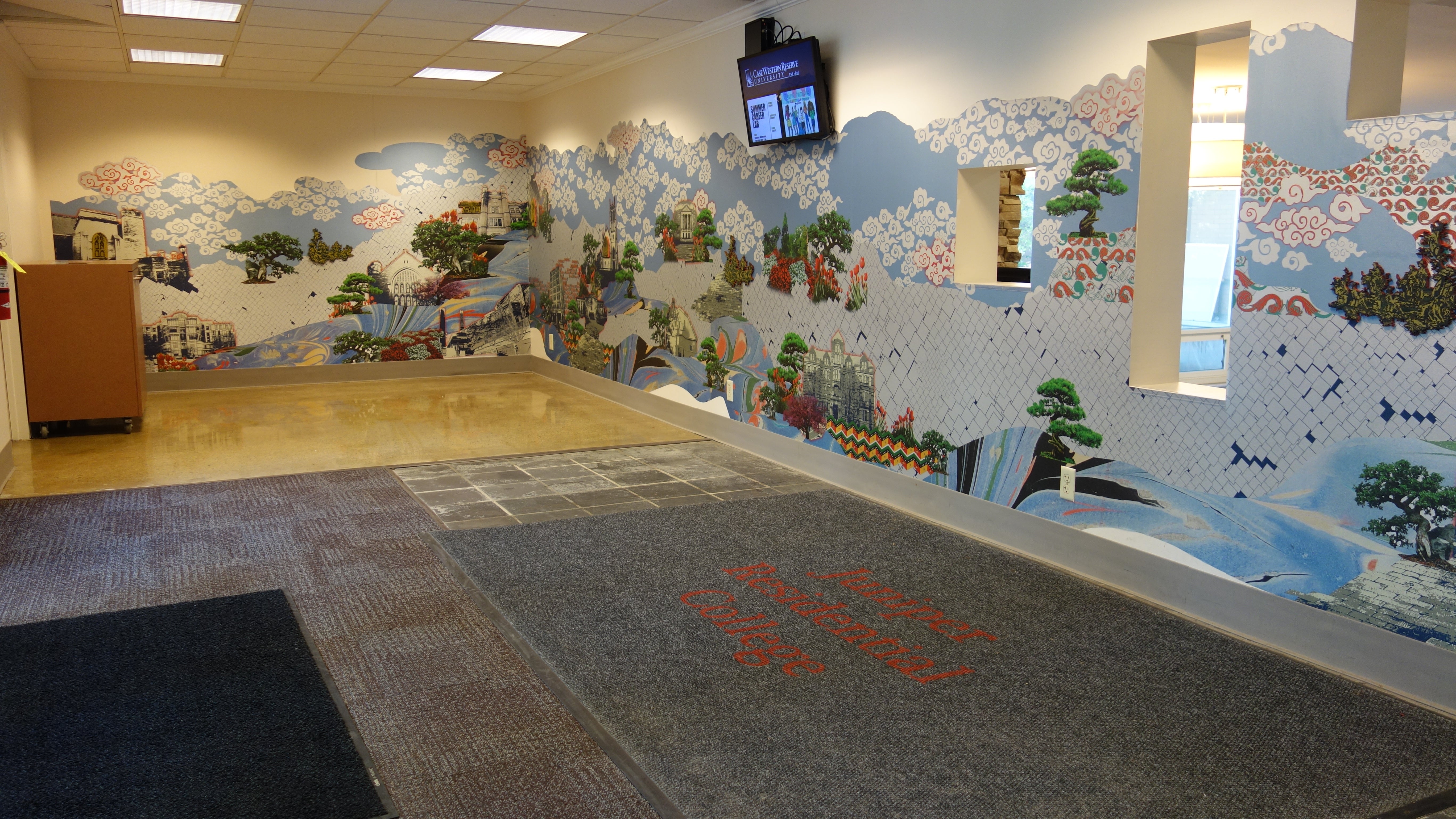 Smith House Foyer showing wall mural