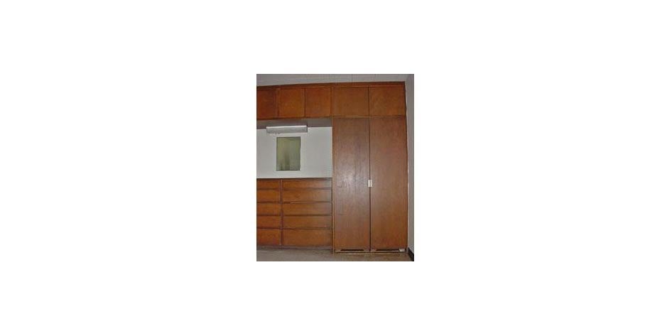 Wood built-in closet and dresser