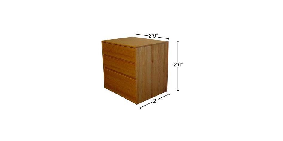 Wood dresser with dimensions 2'-6" X 2'-6" X 2'