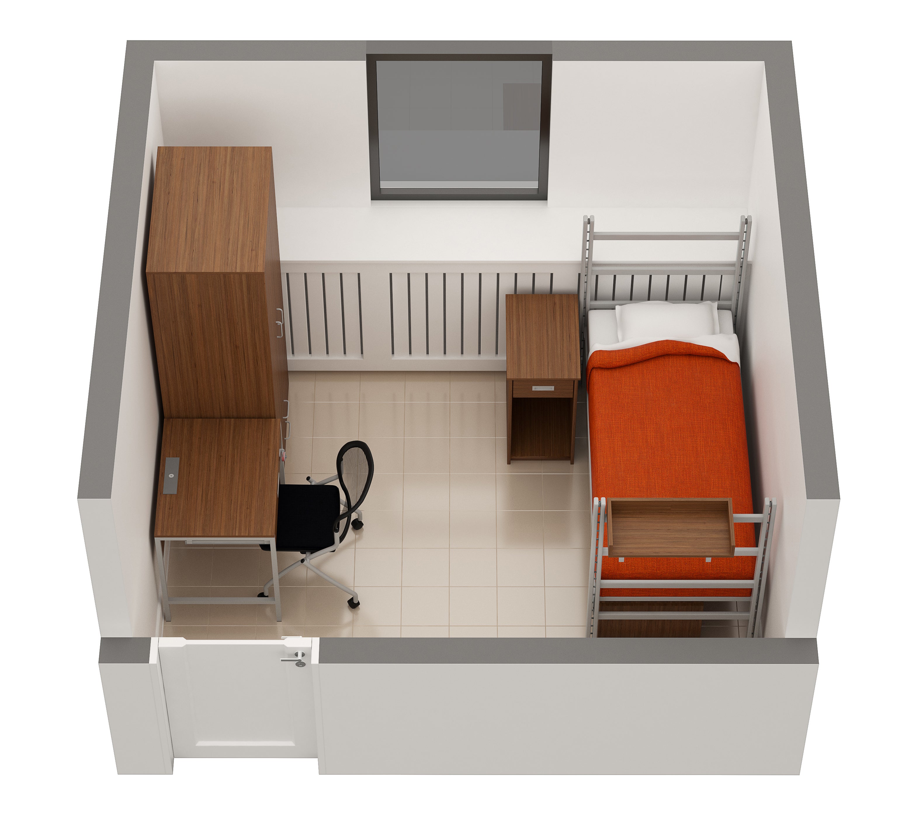 Clarke Tower sample single room layout
