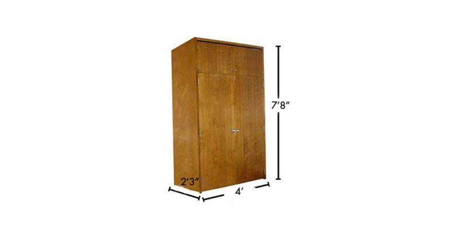 Built-in wood closet with doors closed