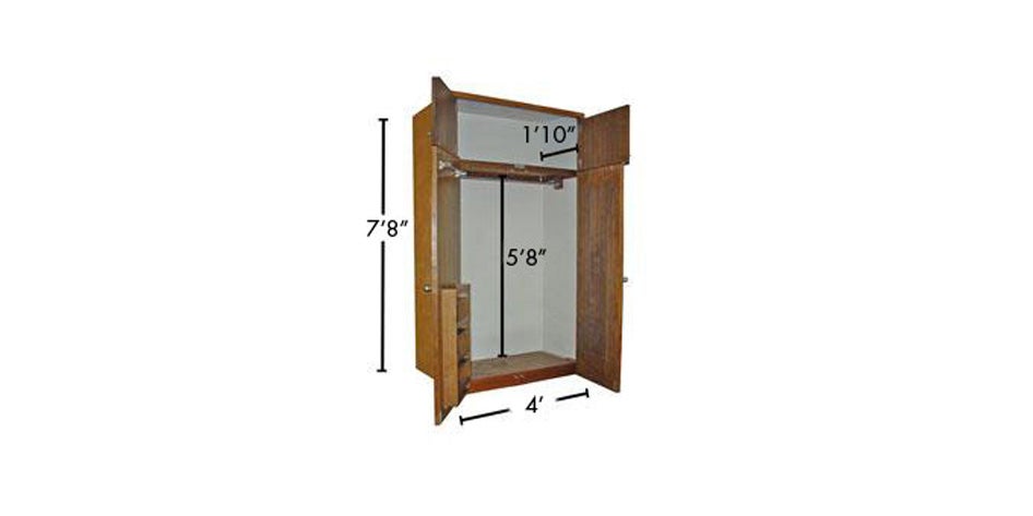 Built-in wood closet with doors open