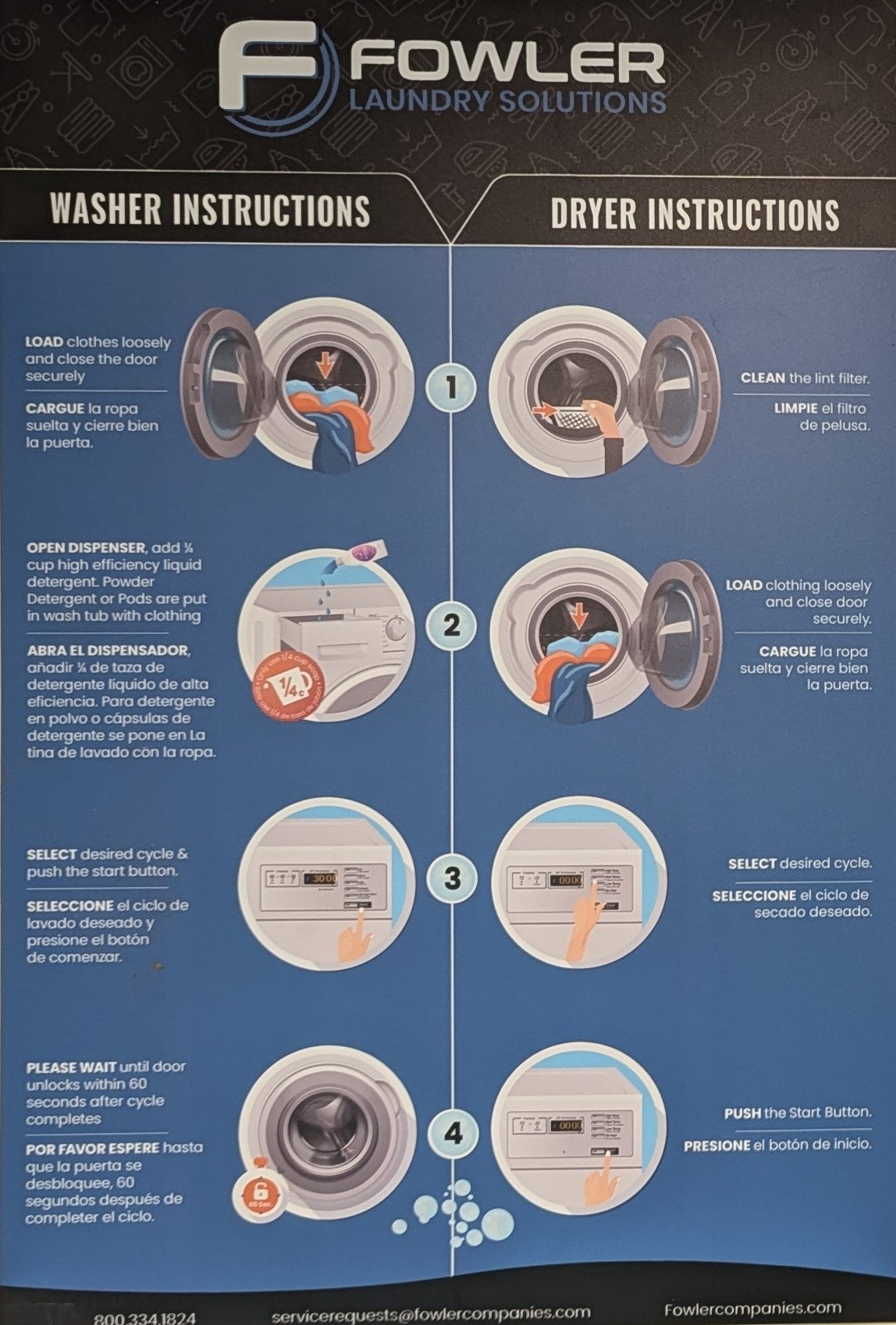 Fowler Laundry Machine Use Instruction Sheet