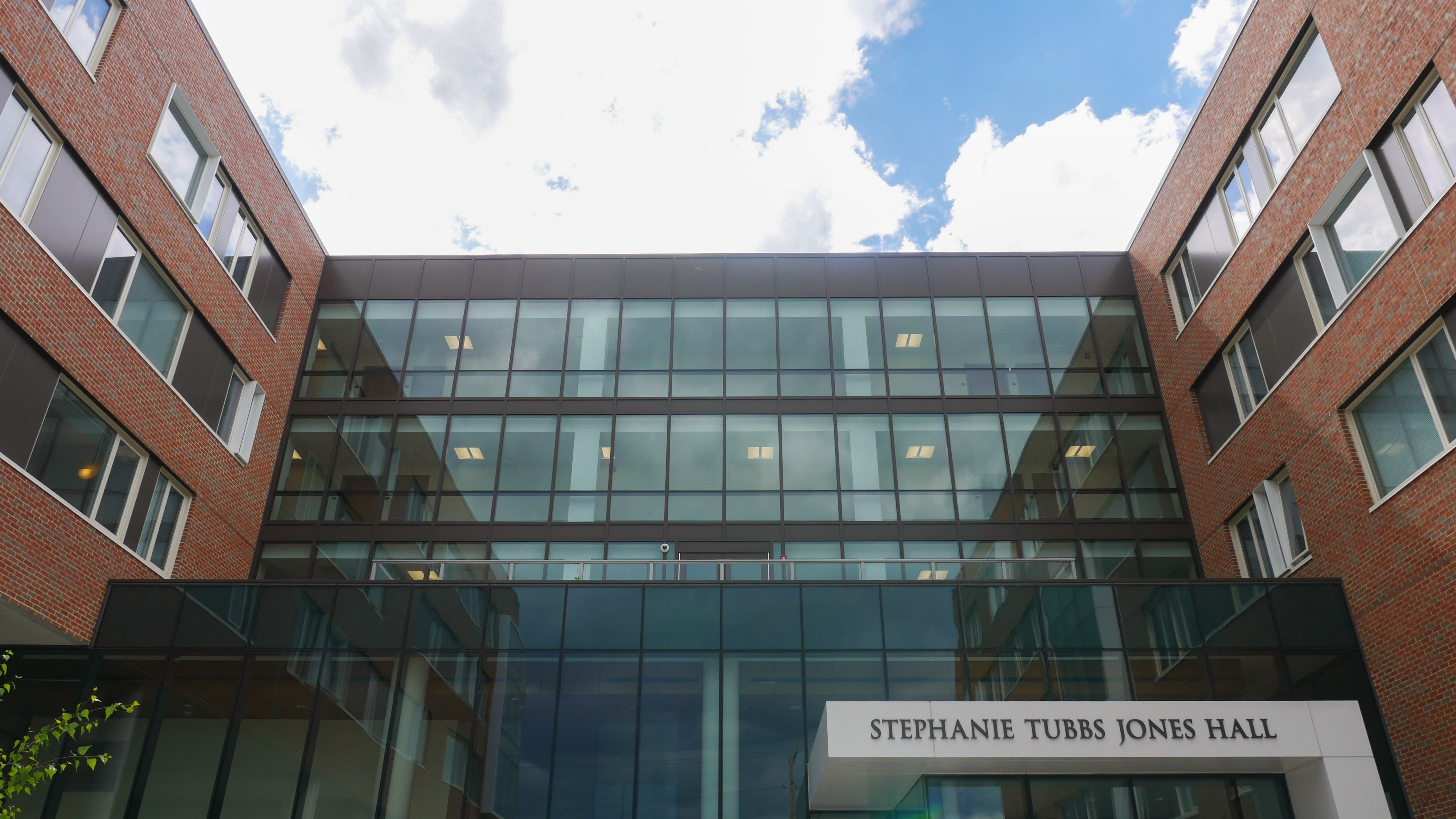 The front exterior of Stephanie Tubbs Jones Hall.