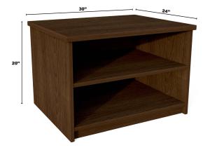 Dark wood book case with dimensions 30" X 24" X 20"