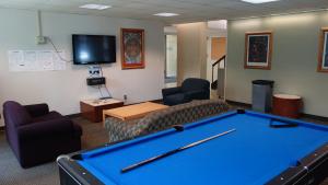 Cutler House Common Room with pool table, furniture, and television