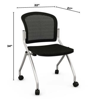 Metal desk chair with dimensions 34" X 22" X 21"