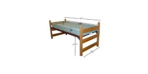 Twin XL medium lofted bed with dimensions 7'-1" long, 3'-2" wide, with mattress 6'-8" X 3' X 8", with 1'-11" floor to bed