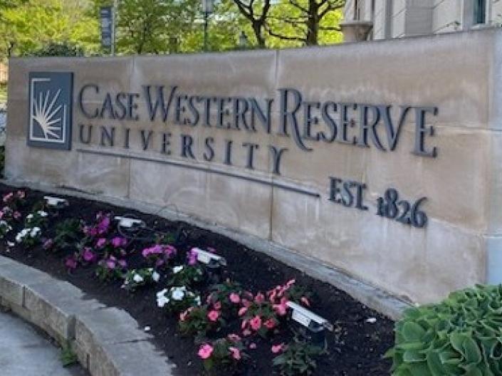 CWRU signage in the summer