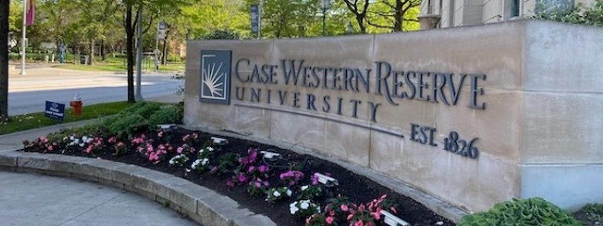 CWRU signage in the summer