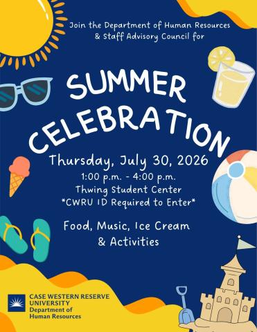 Summer Celebration on Thursday, July 30th from 1:00pm-4:00pm at the Thwing Student Center