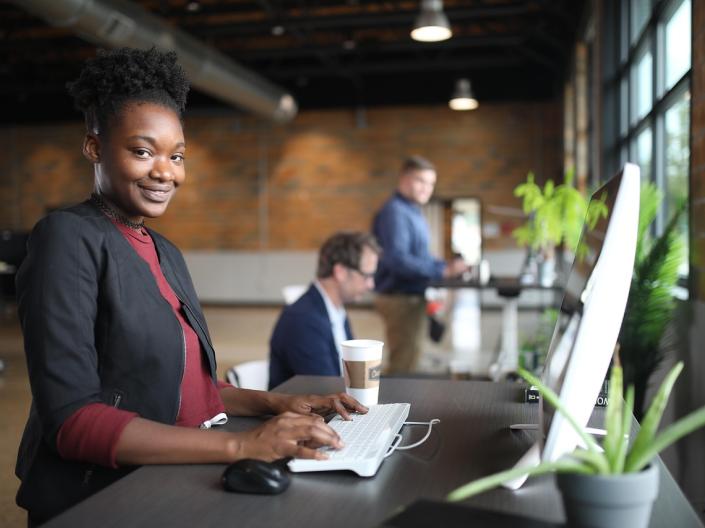 employee at computer