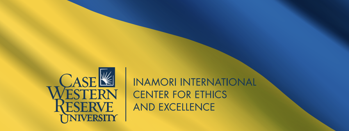 Ukraine flag and Inamori logo
