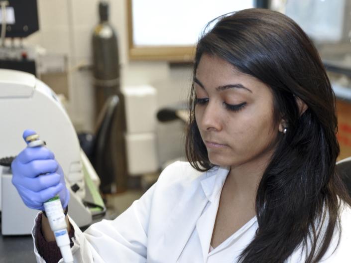 student in lab