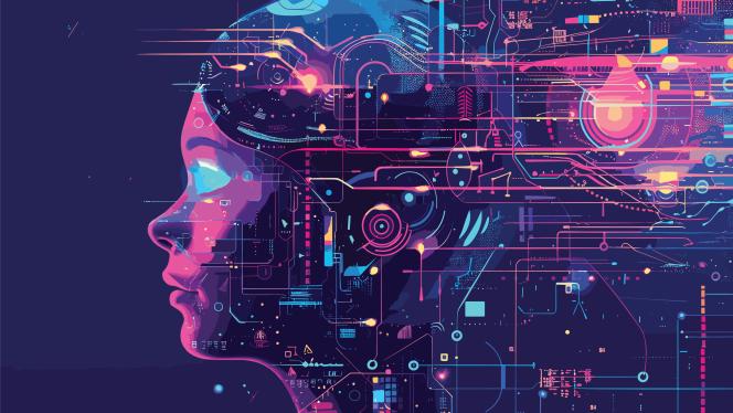image of girl made up of data