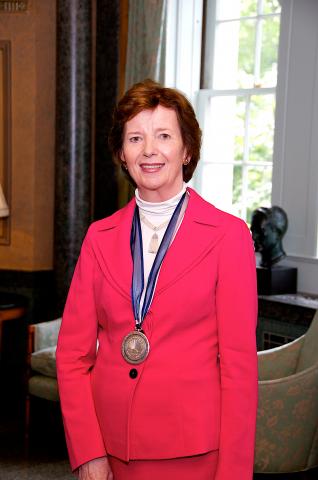 Mary Robinson with medal