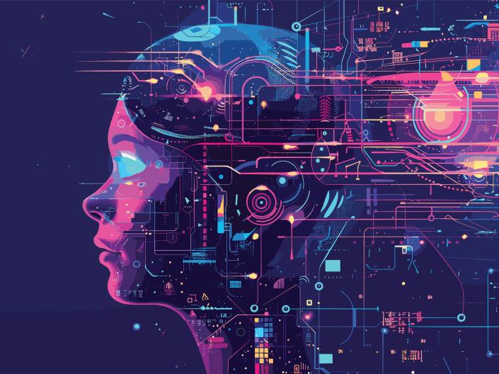 image of girl made up of data
