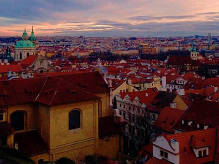 Picture of a foreign city at sun set