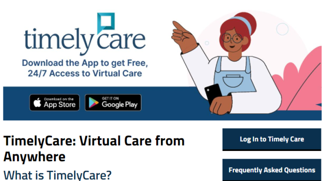 Image of UHCS Website Describing Timely Care App
