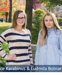 Photo of Ludmila Botnariuc and Grace Karabinus on campus