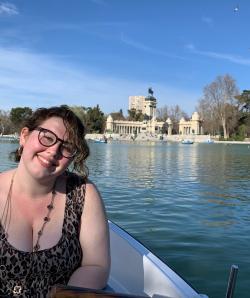 A picture of Hannah Allen sitting in a boat during her study abroad in Spain