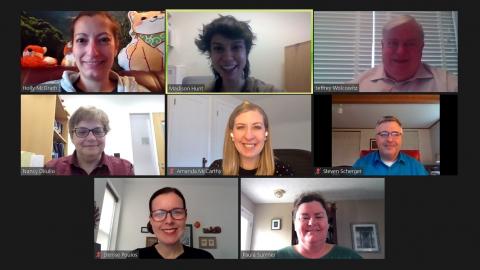 A photo of the Undergraduate Studies Office staff taken during a Zoom meeting