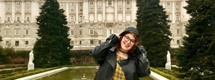 Hannah Allen stands outside a building during her study abroad