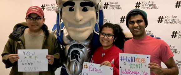 Students and Spartie celebrate International Education Week