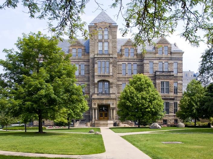 An exterior photo of Adelbert Hall