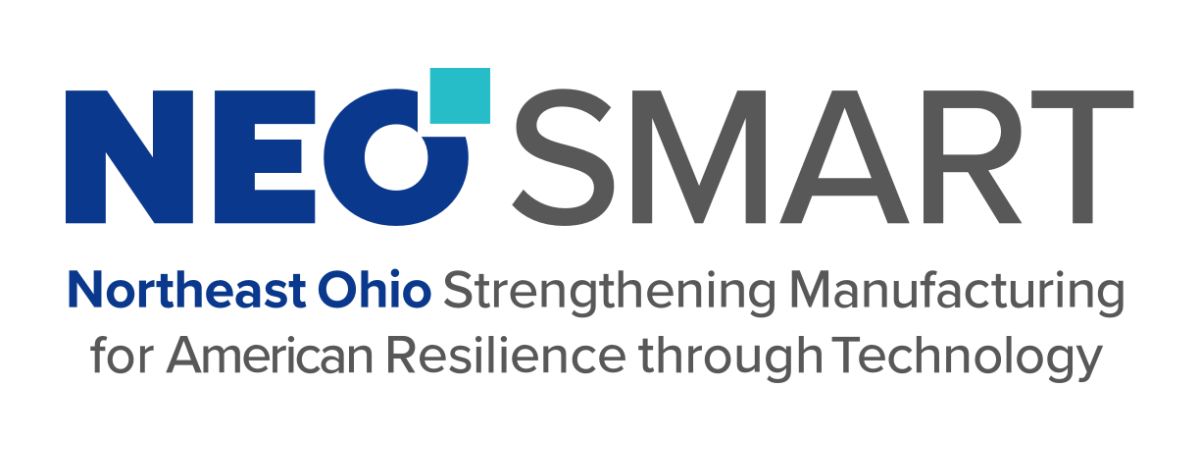 NEO-SMART Logo with text "Northeast Ohio Strengthening Manufacturing for American Resilience through Technology"