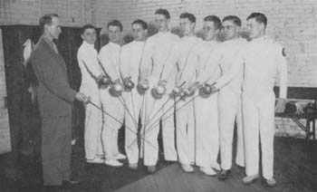 Geoffrey P. Kerr, first on left, with the 1936/37 Case fencing team.