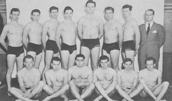 Gilbert N. Mueller with the 1946/47 WRU swimming team.
