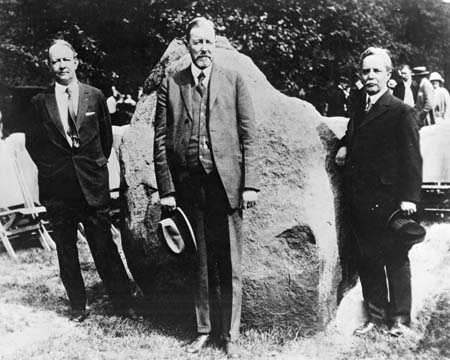 Herbert C. Hale, Charles S. Howe, Dayton C. Miller, Class of '23 rock dedication, 6/1923