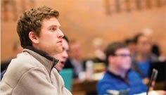 Law student in class