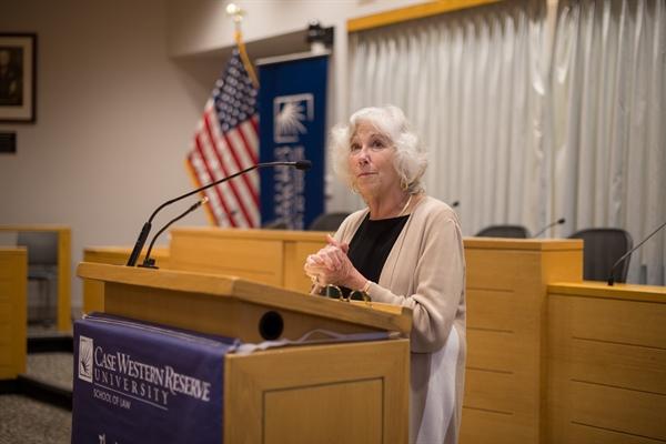 Professor Sara Rosenbaum of the George Washington University delivering a lecture