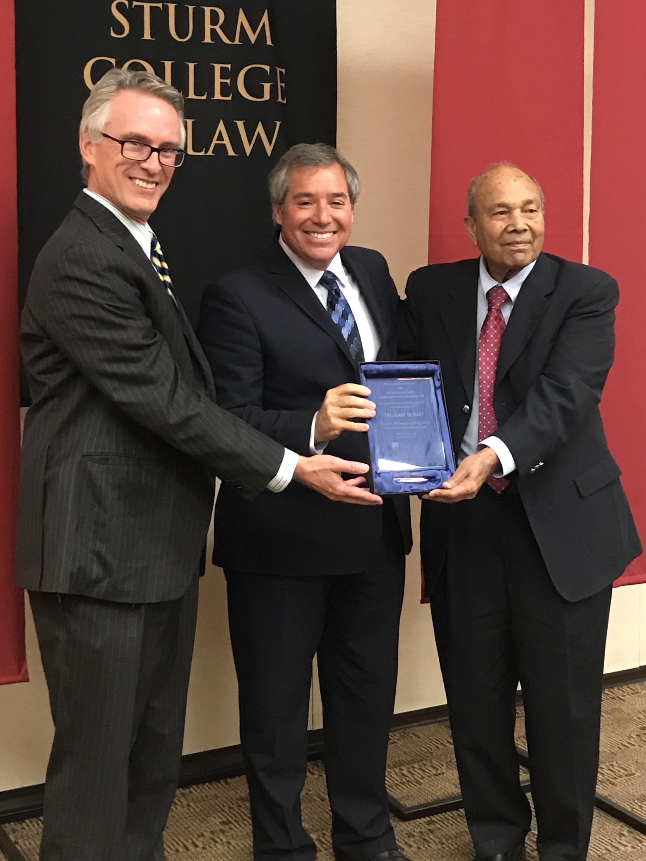 photo of Dean Scharf recognized as the Myres S. McDougal Distinguished Lecturer in Human Rights
