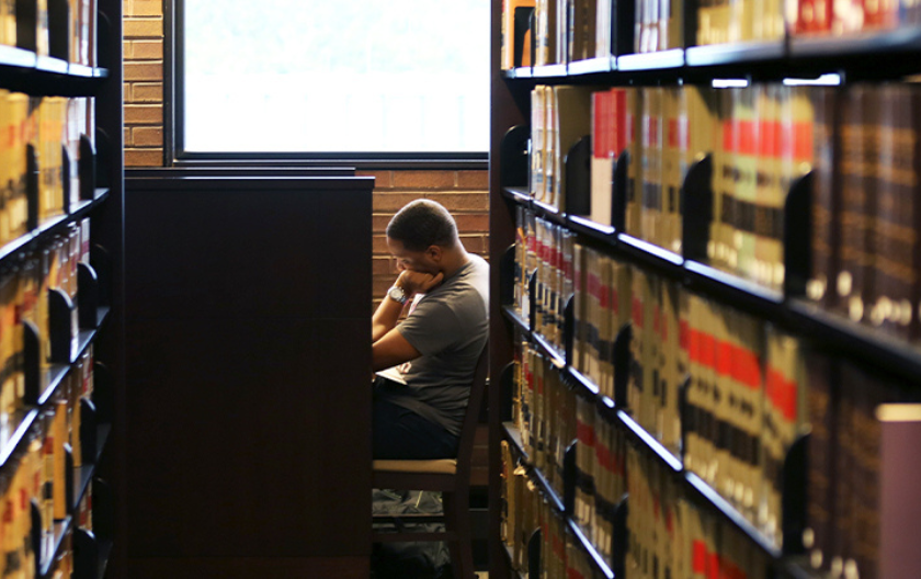 Library photo of student studying