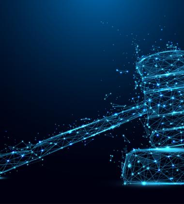 Image of a gavel made of light