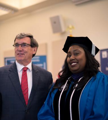 Professor Peter Gerhart and a law student