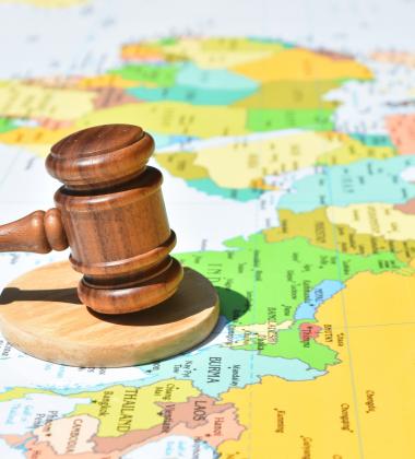 Gavel on a map