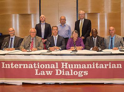 Former prosecutors, renowned academics, and legal experts attending the International Humanitarian Law Roundtable