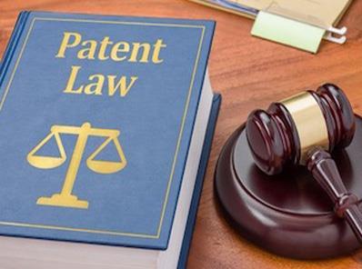 Image of gavel and patent law textbook