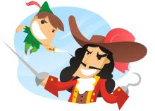 Peter Pan and Hook graphic
