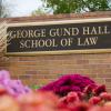Sign reads George Gund Hall School of Law