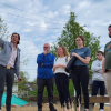 Students receiving instruction outdoors