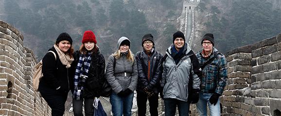 students standing on the Great Wall